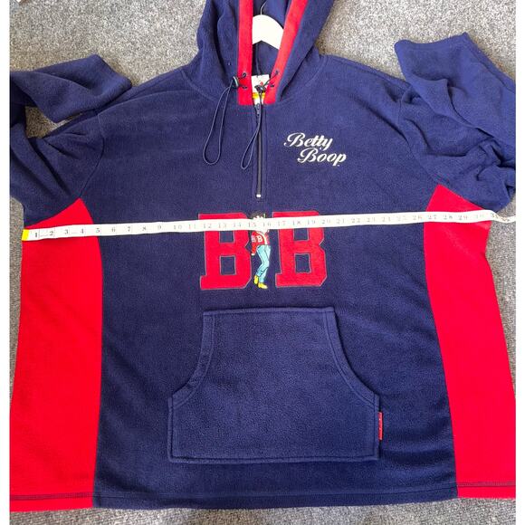 Vintage 2002 Betty Boop Sweatshirt Womens 1/4 Zip Fleece Hoodie Pullover - Picture 4 of 5